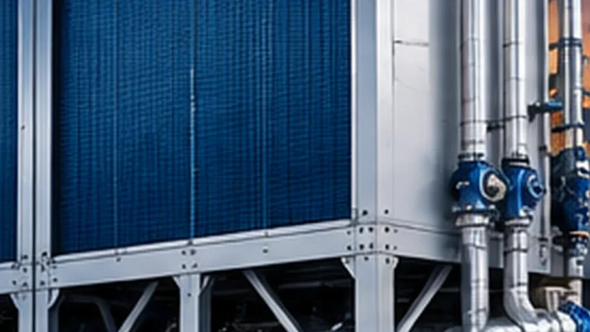 Ilustrasi photorealistic untuk panduan Chiller atau Cooling Tower? Memisahkan Sumber Masalah Saat Kapasitas Turun