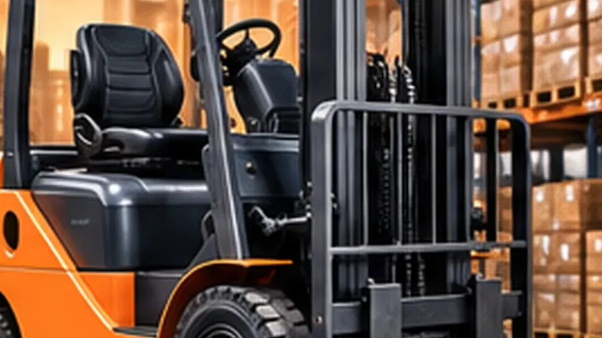 Ilustrasi photorealistic untuk panduan SLA Rental Forklift: Replacement Unit, Breakdown, Service, dan Downtime